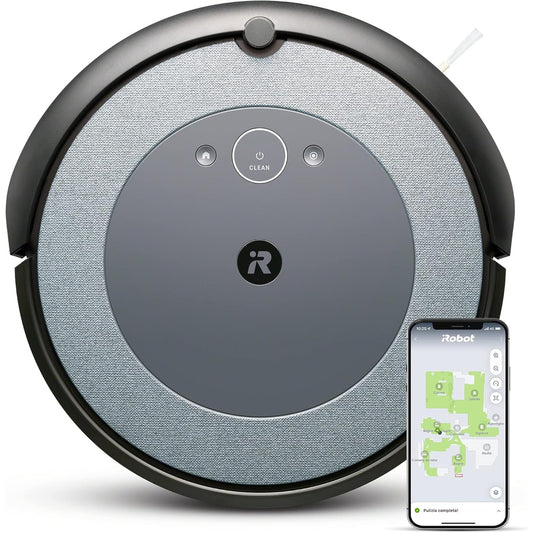 118026 - IROBOT Fshesë Robotike Roomba I3152 me Dy Furça Gome Shumësipërfaqëshe, Teknologji Shtypi, e Lidhur, Kompatibile me Asistentin Zanor, Gri/Blu