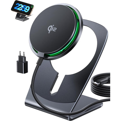 268416 - INIU Stacion karikimi induktiv 15W, magnetik pa tel, certifikuar Qi2, mbështetëse Mag-Safe për iPhone 17/16/15/14/13/12 Pro Max dhe AirPods, me adaptor USB-C 20W