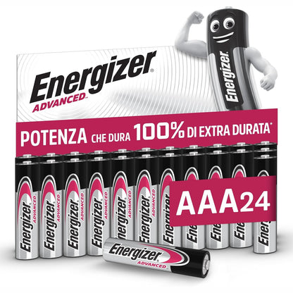 273813 - ENERGIZER Advanced - Bateri AAA (Pako me 24 bateri) - Bateri alkaline 1.5V - Të fuqishme dhe jetëgjatë - Prodhuar në BE - Paketim 100% pa plastikë - Jetëgjatësi 10-vjeçare