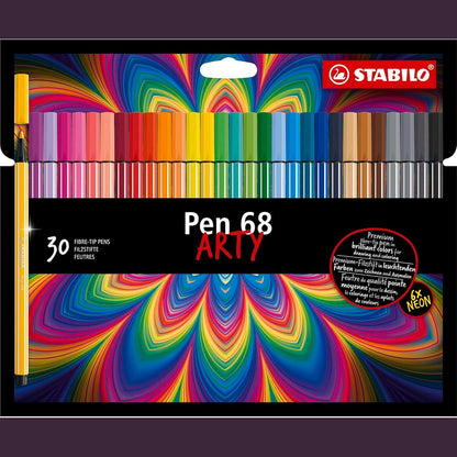 293389 - STABILO Shënjues për Ngjyrosje, Stilolaps 68 ARTY, Kuti kartoni x 30 shënjues për ngjyrosje, Majë mesatare, Ngjyra të ndryshme