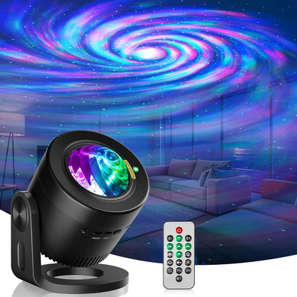 224385 - Projektor LED me Qiell Yjor - Kohëmatës me Telekomandë, Bluetooth, Projektor Yjesh i Rregullueshëm për festa dhe dekorim, i Bardhë