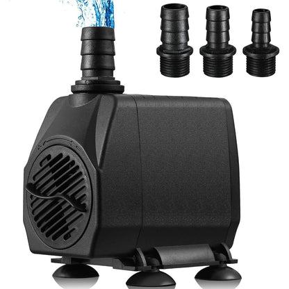 322339 - Pompë Akuariumi 60W, Pompë Uji 3000L/H me Shkallë të Rregullueshme Rrjedhjeje, Pompë Pellgu Amfibe me Filtër dhe 3 Gryka 13mm/16mm/19mm, Kokë Dërgimi Maksimale 3m