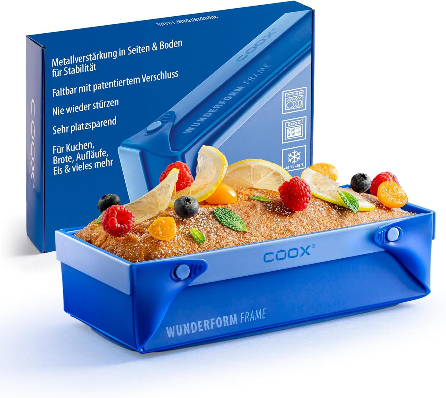 256241 - COOX - WUNDERFORM Frame M - tava e palosshme për bukë me përforcim metalik - Silikon jo-ngjitës, I sigurt për lavastovilje, Nuk përmbyset, Pa BPA, Blu