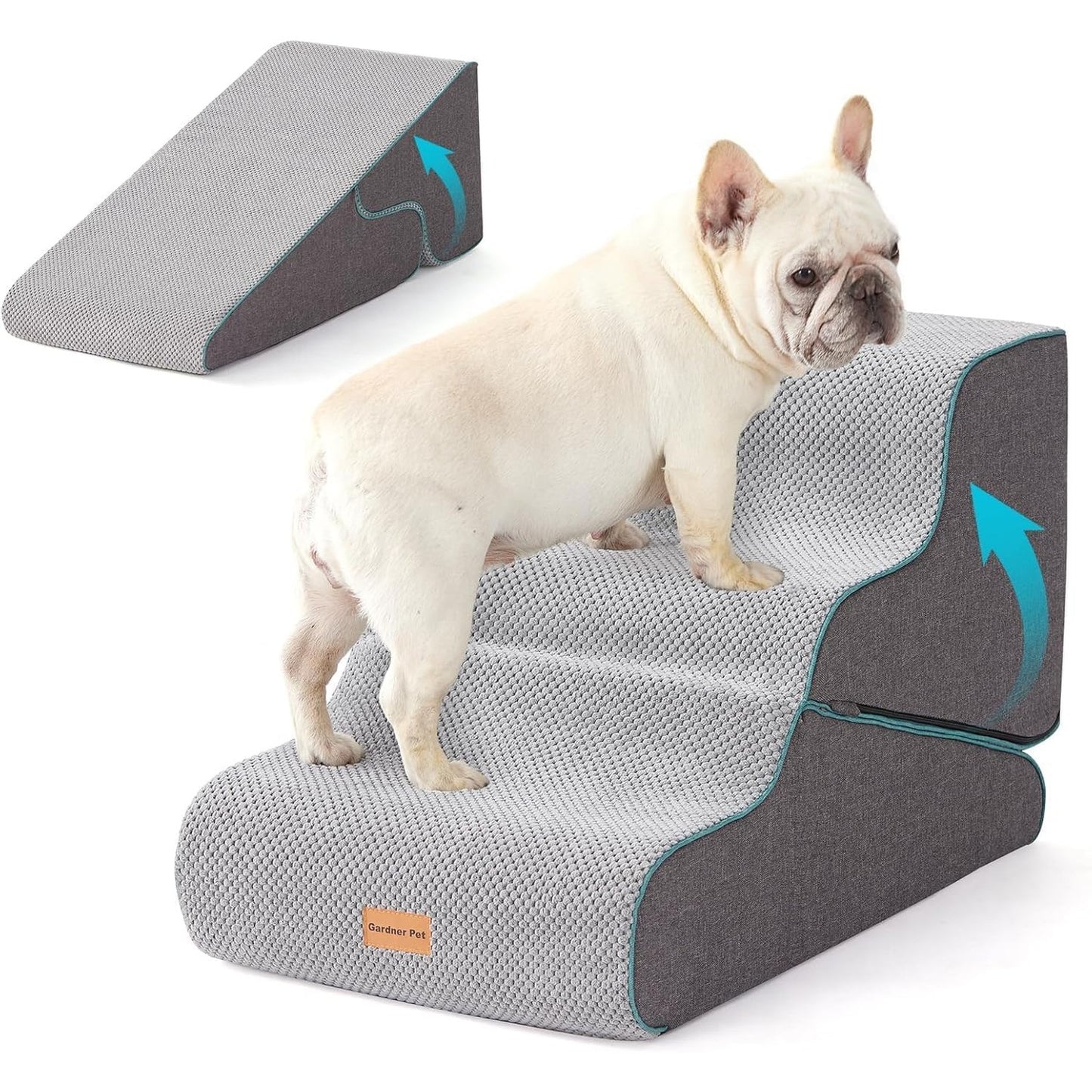 255529 - GARDNER PET - Shkallë për qen 2 në 1 me 3 shkallë në shkumë me dendësi të lartë (35cm dhe 42cm), shkallë jo-rrëshqitëse për kafshët shtëpiake