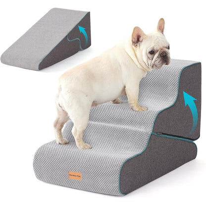 255529 - GARDNER PET - Shkallë për qen 2 në 1 me 3 shkallë në shkumë me dendësi të lartë (35cm dhe 42cm), shkallë jo-rrëshqitëse për kafshët shtëpiake