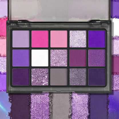 318709 - BEAUTY GLAZED - Paletë Hijesh Sysh me 15 Ngjyra - Pigment të Lartë - Paletë Grimi mat dhe me Shkëlqim