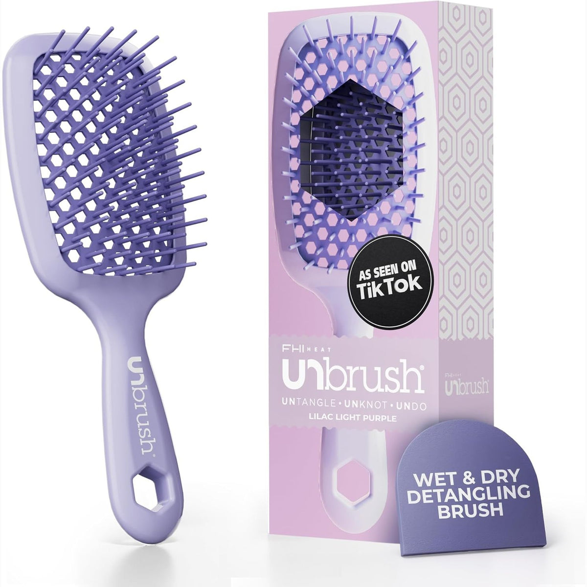 303257 - FHI HEAT Furçë Zbërthyese UNbrush për Flokë të Lagur ose të Tharë, 25 cm, Vjollcë e Çelët