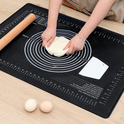 247327 - SUPER KITCHEN - 70x50cm Tapet Pjekjeje Silikoni me Rrip, Tapet i Madh për Brumë që Nuk Ngjit