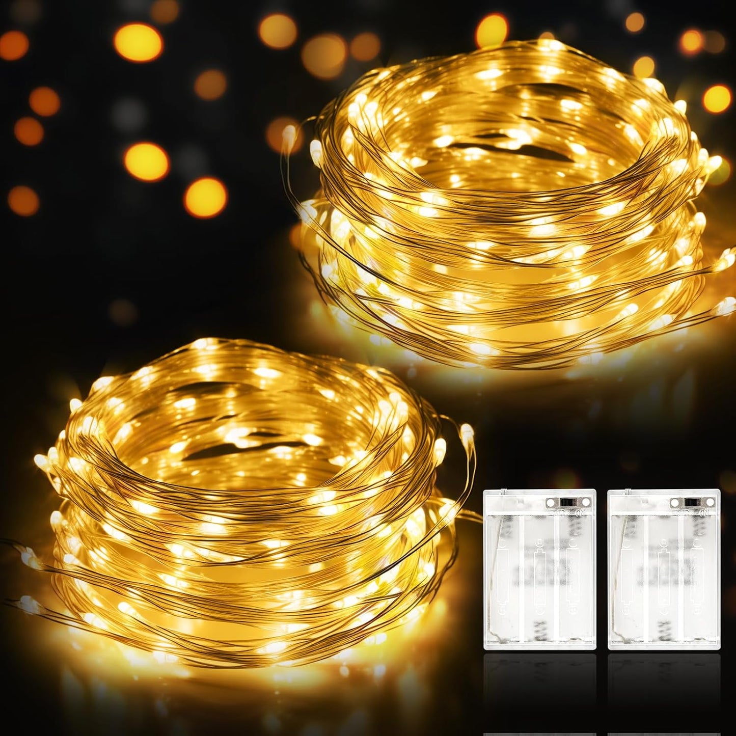 186413 - DTRITA SURIGHT, Drita me Tela 2 x 12M, 120LED, Punon me Bateri, e Papërshkueshme nga Uji, e përdorshme Brenda dhe Jashtë, për Krishtlindje, Dasma, Ditëlindje, Dhomë Gjumi, Vazo Kopshti, Perde, Ngjyrë: e Bardhë e Ngrohtë
