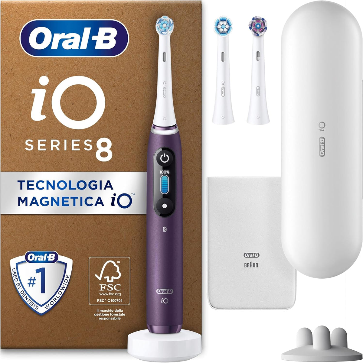 297843 - ORAL-B Furçë dhëmbësh elektrike iO Series 8 Plus Edition, PLUS 3 koka furçe, 6 mënyra pastrimi, çantë udhëtimi, Violet Ametrine