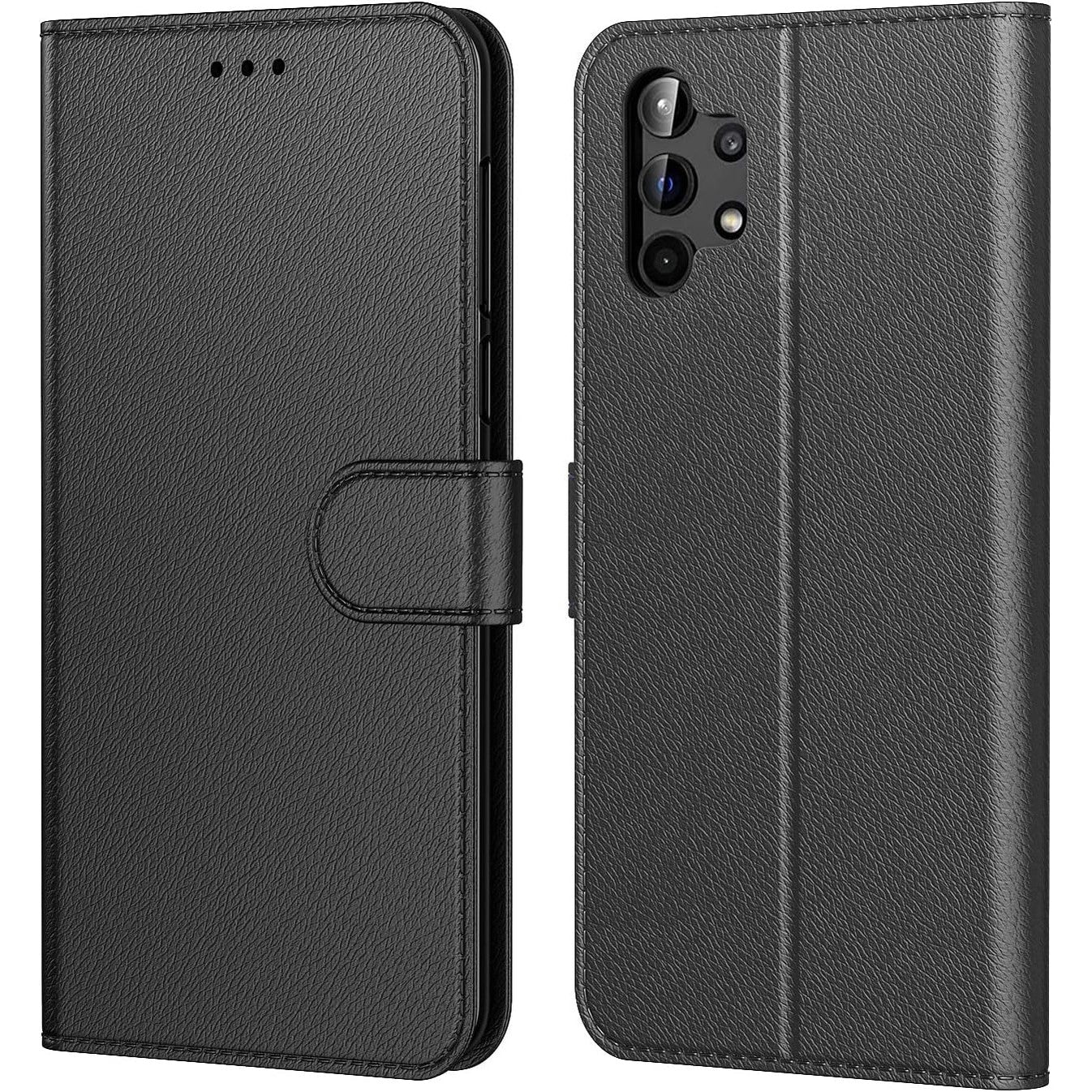 269576 - Mbrojtëse dhjetëshe për Samsung Galaxy A13 4G / 5G, Mbrojtëse Samsung A13 Lite, Mbulesë mbrojtëse prej lëkure PU premium, Qese me mbyllje magnetike, Mbrojtëse me palim e pajtueshme me Galaxy A13 (E zezë)