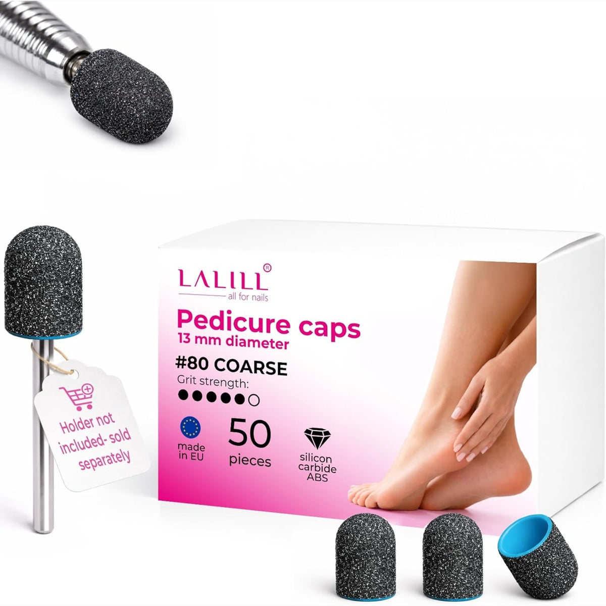 303393 - LALILL LUX Kapakë gërryes 13 mm - Grim 80 - 50 njësi - Korund grafiti për shpimin e thonjve