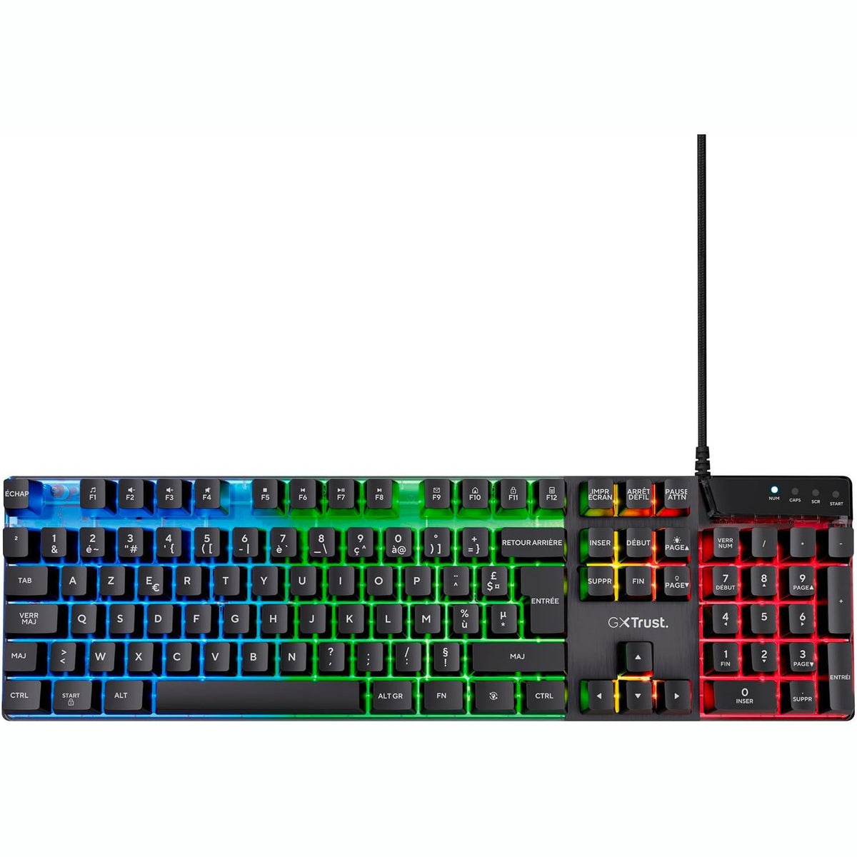 295282 - TRUST Tastierë Lojërash me Tel GXT 835 Azor, AZERTY, Ndriçim LED, 8 Taste Anti-Ghosting, USB, PC/Laptop - E Zezë