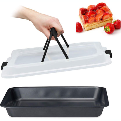 314025 - RELAXDAYS Tepsi Pjekjeje me Kapak, Kuti Transporti për Torta 3-në-1, e Zezë