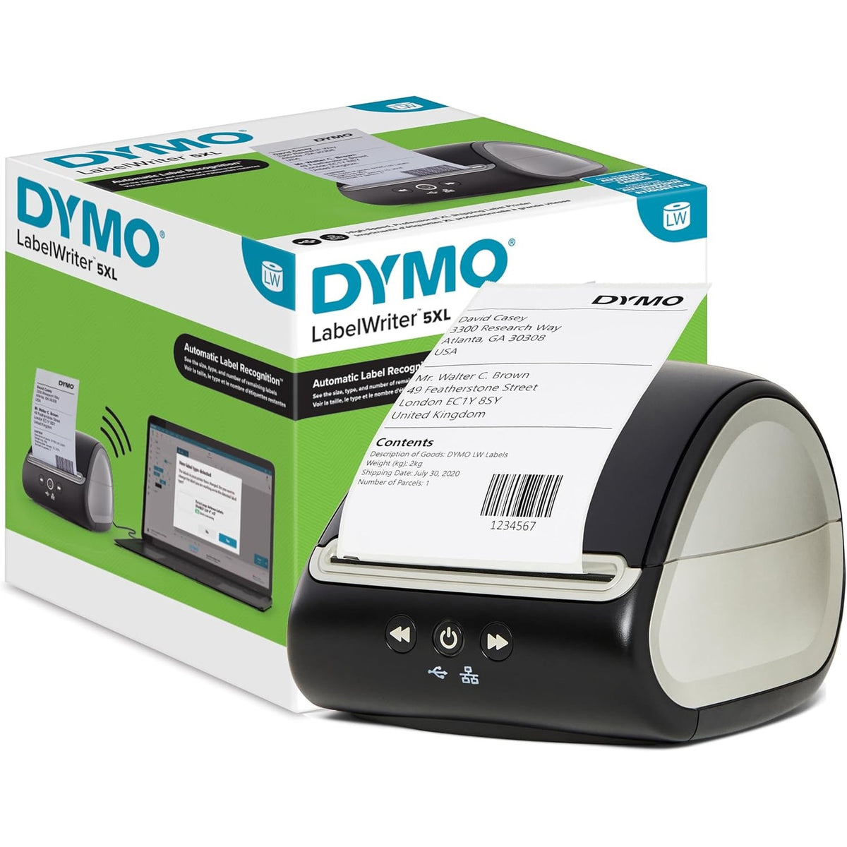 298958 - DYMO Printer Etiketash LabelWriter 5XL, Zbulim Automatik i Etiketave, Pajisje Etiketimi për Etiketa Transporti, Ideale për Tregtinë Elektronike, Prizë EU