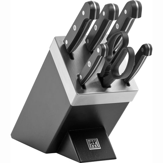 260035 - ZWILLING Bllok Thikash Vetëmprehëse Gourmet, Set me 7 Pjesë, Çelik Inoks, Ngjyrë e Zi, Prodhuar në Gjermani