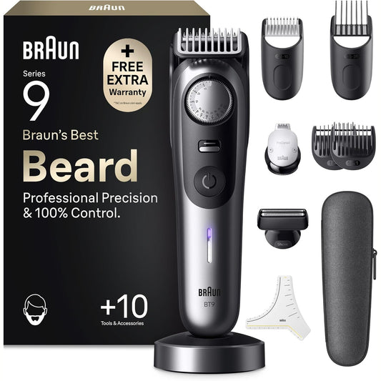 311017 - BRAUN Makinë prerëse mjekre Series 9 për meshkuj, BT9545 krom, 10 kuti mjetesh, 1.5 cm