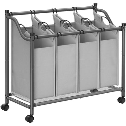 236050 - SONGMICS Shportë rrobash, Kosh rrobash, 4 Qese rrobash 35L, Gri, LSF005GS