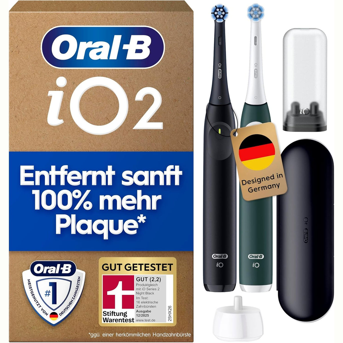 289445 - ORAL-B Furçë dhëmbësh elektrike iO 2 DUO - 2 koka zëvendësuese, kuti udhëtimi, sensor presioni