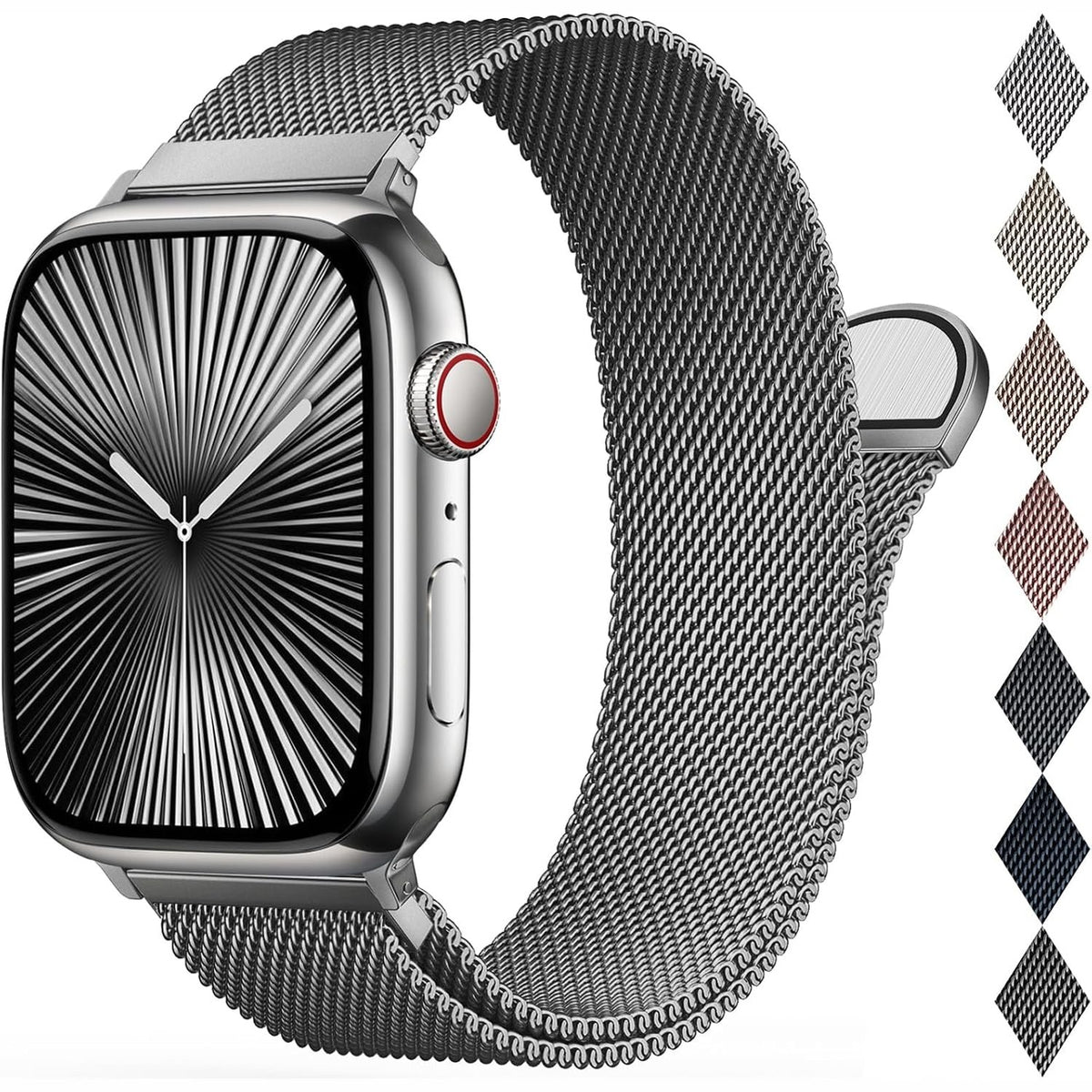 299864 - EPULY Rrip zëvendësues Milanese për Apple Watch 46mm 45mm 44mm 42mm 49mm 41mm 40mm 38mm, Rripa metalikë magnetikë prej çeliku inox
