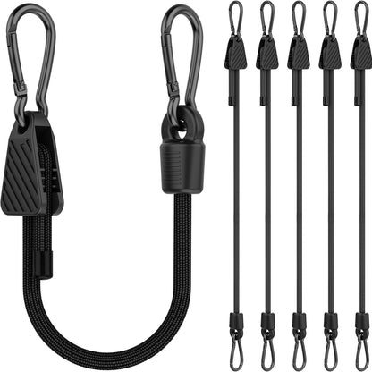 242665 - Korda Bungee Elastike me Karabinera të Rregullueshme, 6 copë 100% Lateks, 45CM, Korda Bungee Rezistent ndaj Rrezeve UV me Grepa për Kamping, Tenda, Motoçikleta
