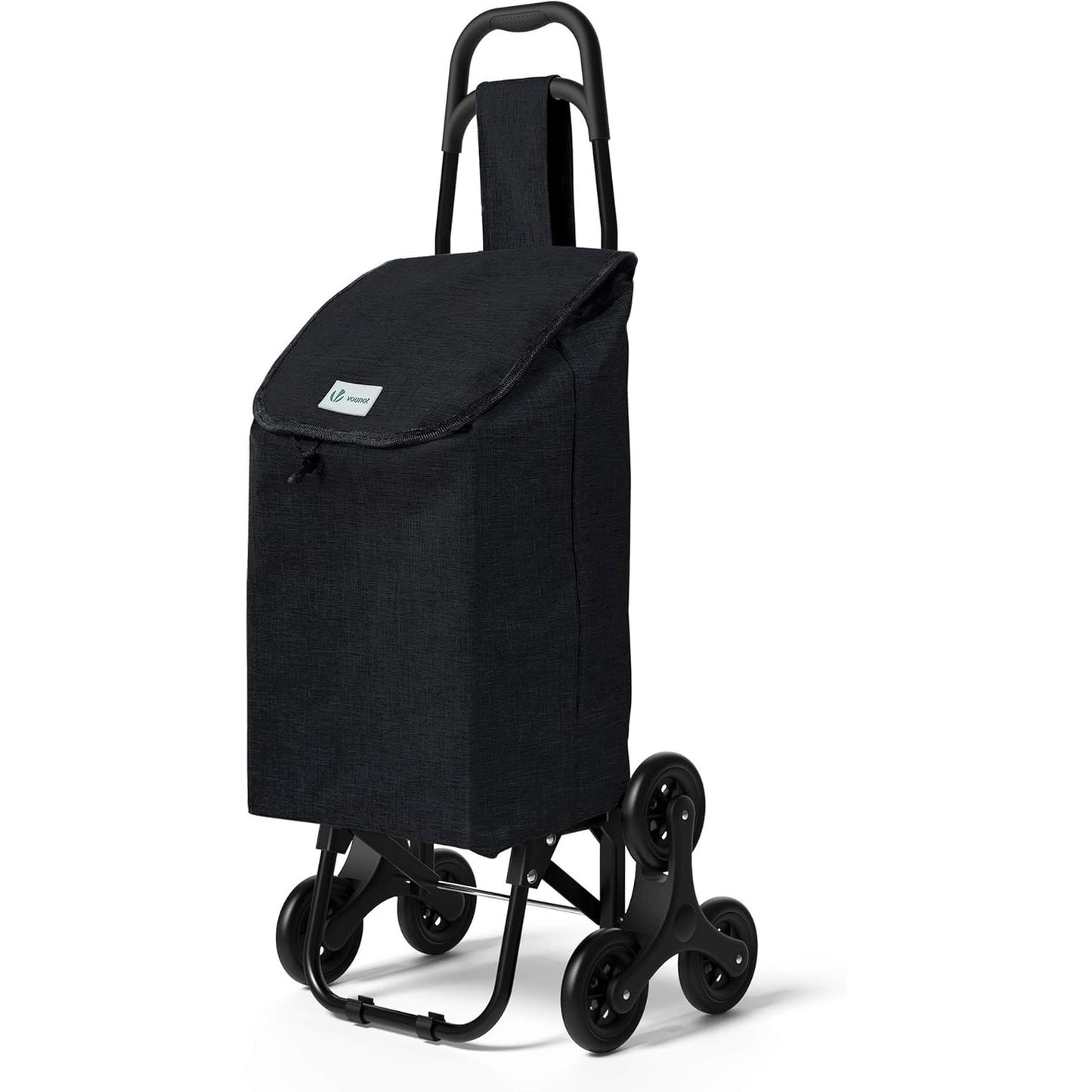 175519 - VOUNOT® Karrocë Pazari Ngjitëse Shkallësh, e Palosshme me 3 Rrota, Rezistent ndaj Ujit, Kapacitet 32L, Material Oxford, Ngjyra e Zezë, Madhësia 94 x 37 x 34 cm