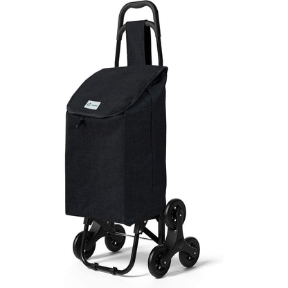 175519 - VOUNOT® Karrocë Pazari Ngjitëse Shkallësh, e Palosshme me 3 Rrota, Rezistent ndaj Ujit, Kapacitet 32L, Material Oxford, Ngjyra e Zezë, Madhësia 94 x 37 x 34 cm