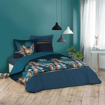 240002 - DOUCEUR D'INTÉRIEUR - Komplet krevatesh 3 copë (240x220 cm) Alianor Blu, 100% pambuk