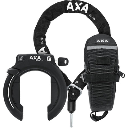 312620 - AXA BLOCK XXL FRAME + ZINXHIR ULC 100 me Prizë, Kit me Çantë – Kyç Biciklete me Zinxhir me Prizë – Niveli i Sigurisë 12 – Gjatësia 100 cm
