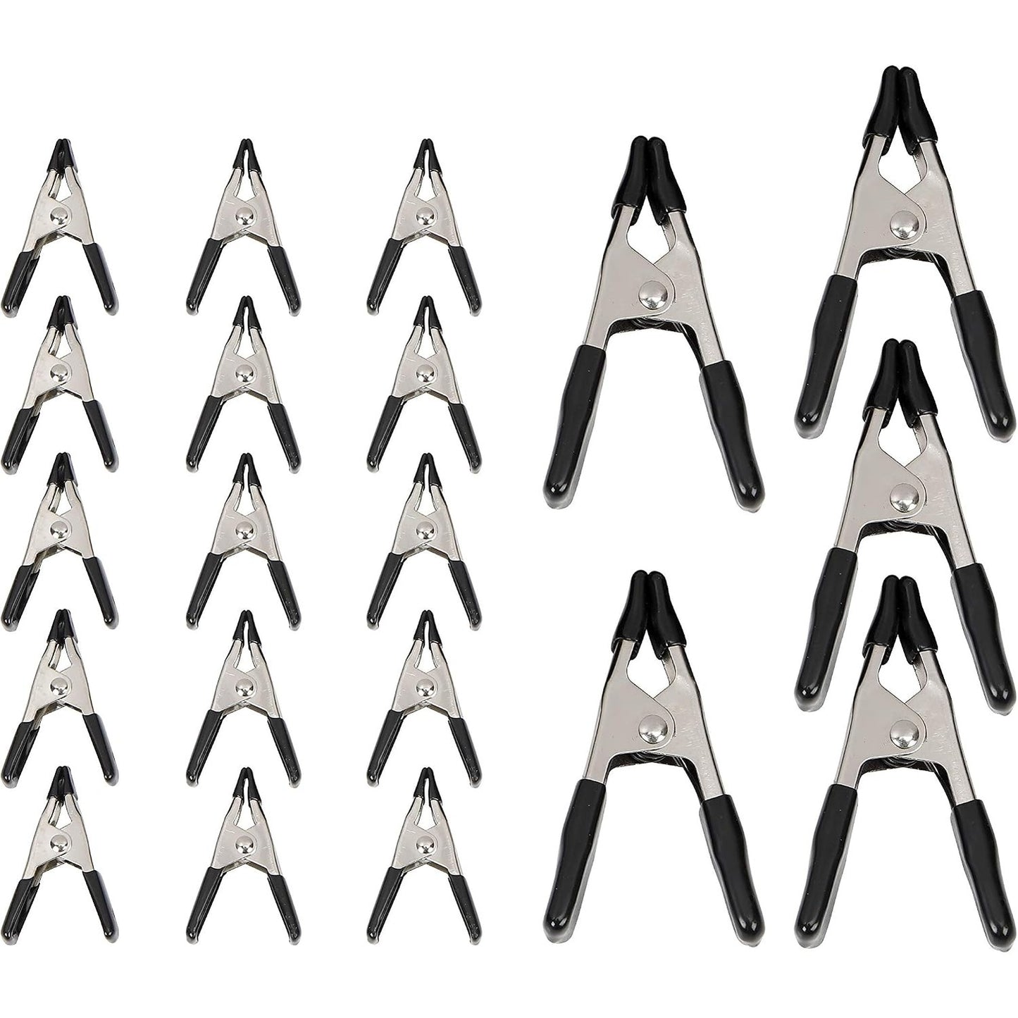 322671 - AMAZON BASICS Set me 20 kapëse çeliku për sustë - 15 copë 1.91 cm, 5 copë 2.54 cm, E zezë/Argjendtë