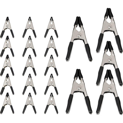 322671 - AMAZON BASICS Set me 20 kapëse çeliku për sustë - 15 copë 1.91 cm, 5 copë 2.54 cm, E zezë/Argjendtë