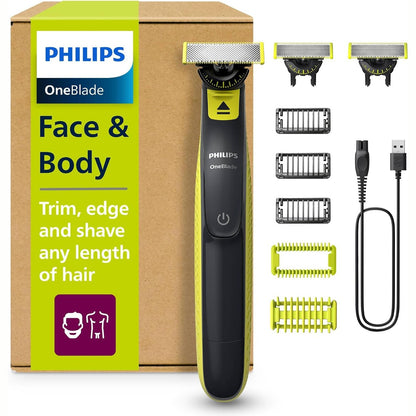 271262 - PHILIPS Prerës elektrik OneBlade 360, për fytyrën dhe trupin, 3 tehe 360, 3 krehër (1, 3, 5 mm), QP2824/31