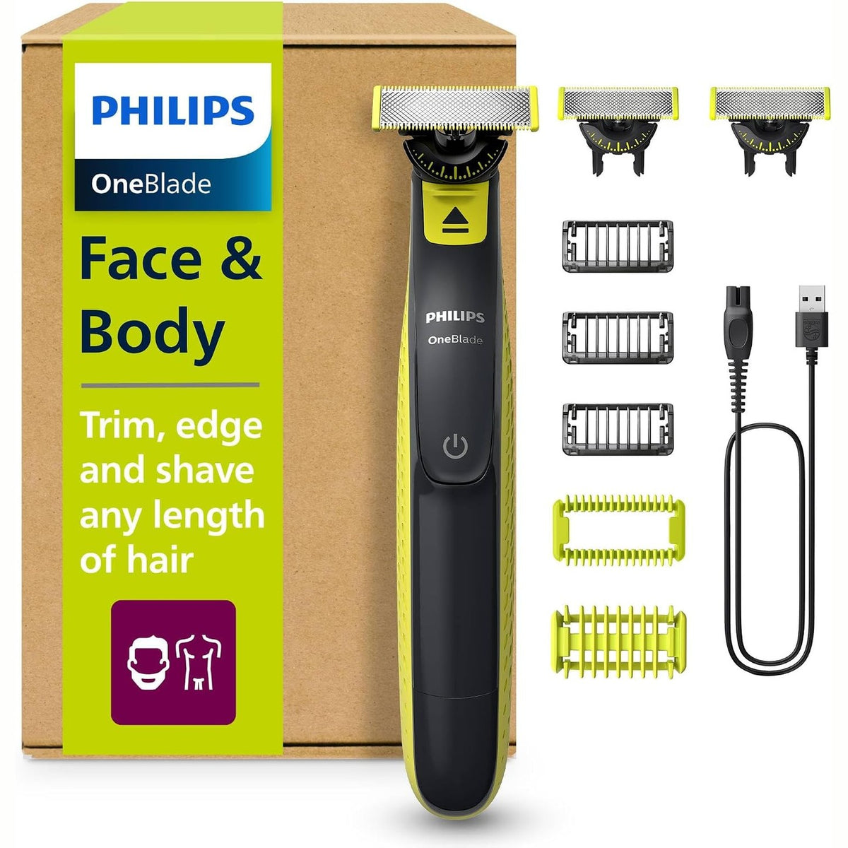 315953 - PHILIPS Berber OneBlade 360 QP2824/31, Makinë rroje dhe shkurtuese elektrike, 3 tehe, 3 krehër për mjekër (1.3.5"), 1 komplet trupi
