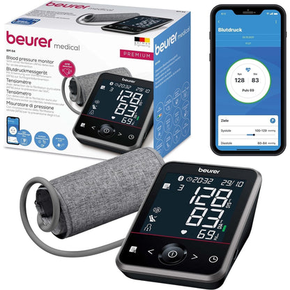 275000 - BEURER Monitor i tensionit të gjakut BM 64, Zbulim i AF, Manshetë 22-42 cm, me aplikacion, Transferim të dhënash në Apple Health
