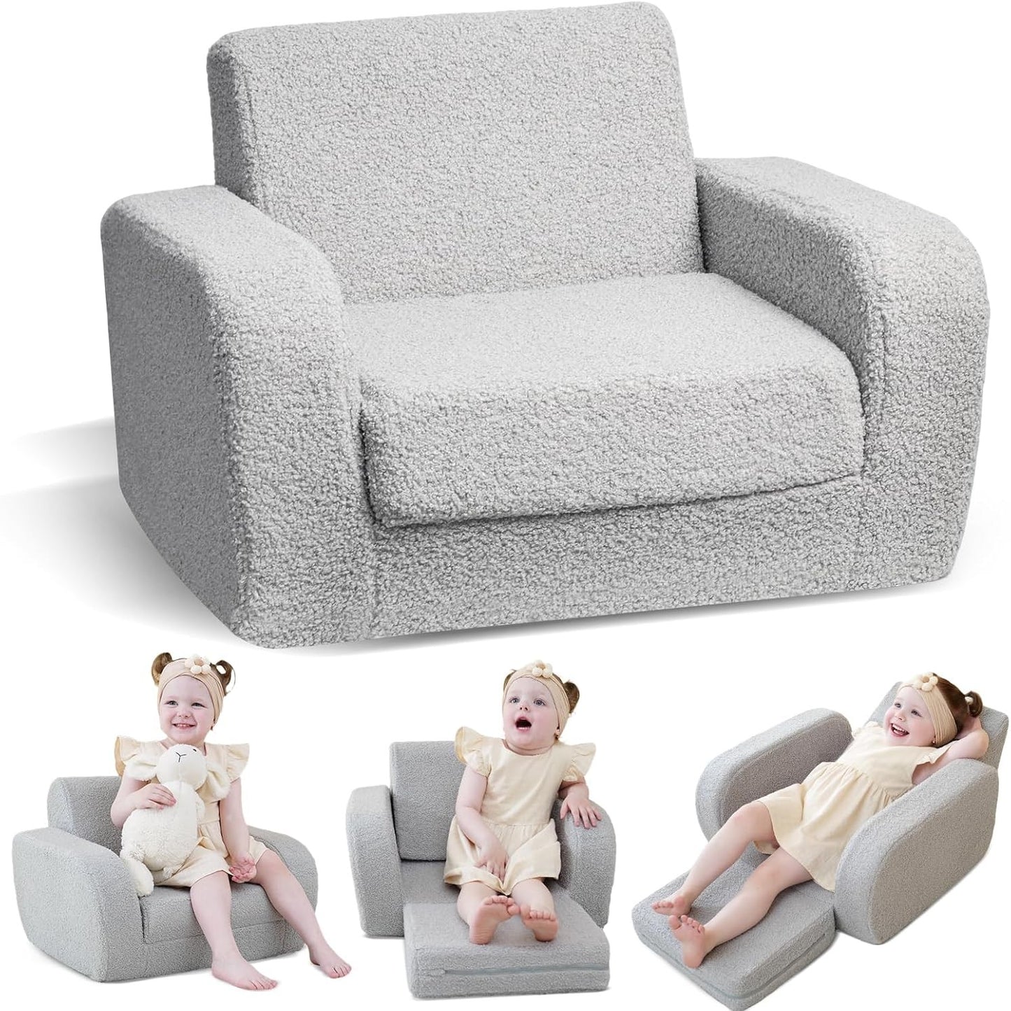 183334 - KIDBLOOM Divan 3-në-1 për Fëmijë, Karrige e Palosshme me Funksion Gjumi