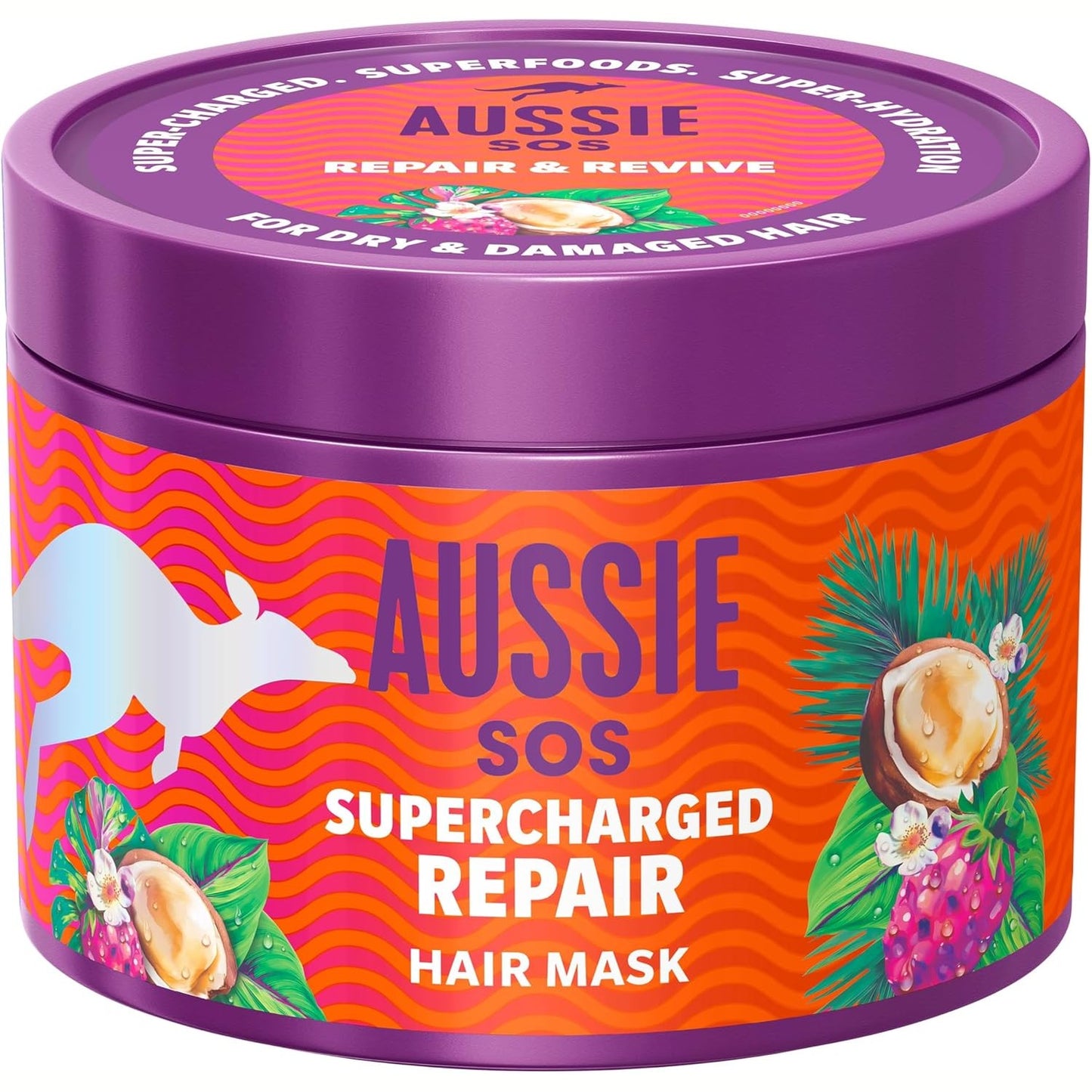 272295 - MASKA AUSSIE SOS Supercharged Repair Ristrukturuese 500ml për flokë të thatë dhe të dëmtuar, Riparon dhe Mbron, Dodo Flokë të Butë, të Lëmuar dhe të Hidratuar për 100 Orë, Formulë Vegane