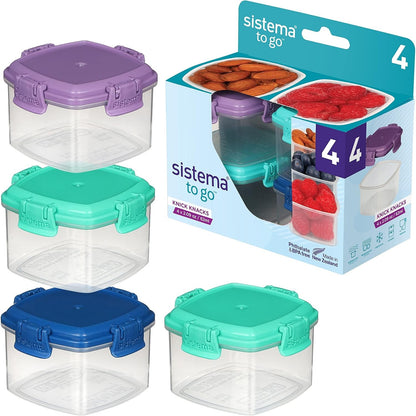185651 - SISTEMA TO GO KNICK KNACK Enë për Ruajtjen e Ushqimit Me Kapak, 62ml, Grumbullueshme, Ngjyra të Ndryshme, Set 4 Copë