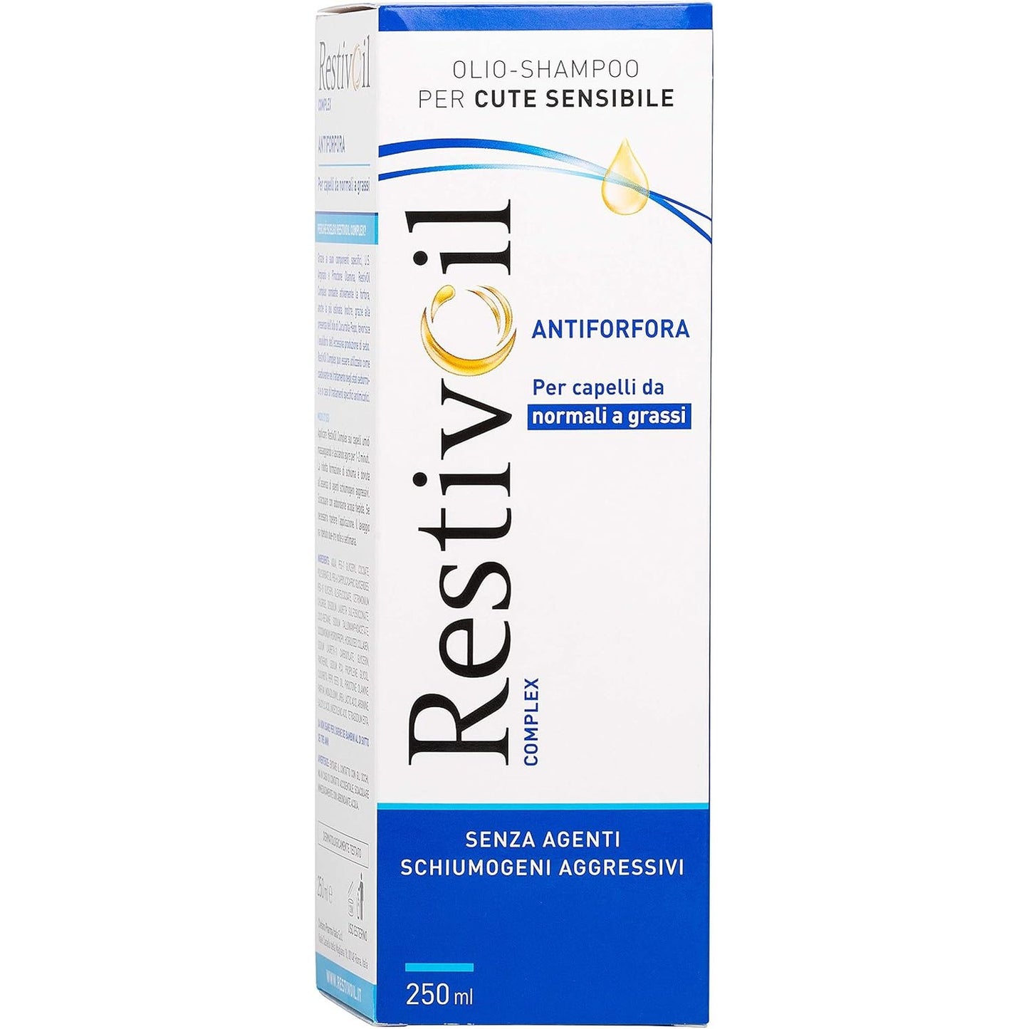 271917 - RestivOil Complex Shampo e butë kundër zbokthit, 250 ml, me vaj për flokë normalë deri në të yndyrshëm, veprim anti-seborrheik dhe anti-kruajtje, shampo pa shkumë