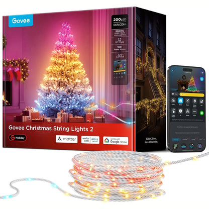 217058 - GOVEE DRITAT e Krishtlindjeve RGBICW, Drita Inteligjente me Tel 50M, 500 Drita LED, Kontroll Aplikacioni, AIGC, E pajtueshme me Alexa, Kabllo Jeshile