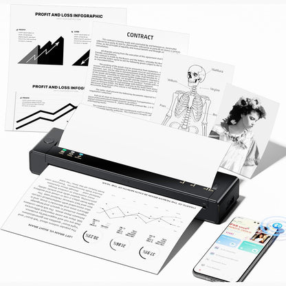 267908 - TATTMUSE Printeri Termik A4 Mbështet formatet A4/A5/B5, Printer Mobile Bluetooth, Printer Mësimi, Printer Faturash, Printer Portativ i Kompatibil me Telefonin, Printer Monokrom Udhëtimi, Vetëm Letër Termike