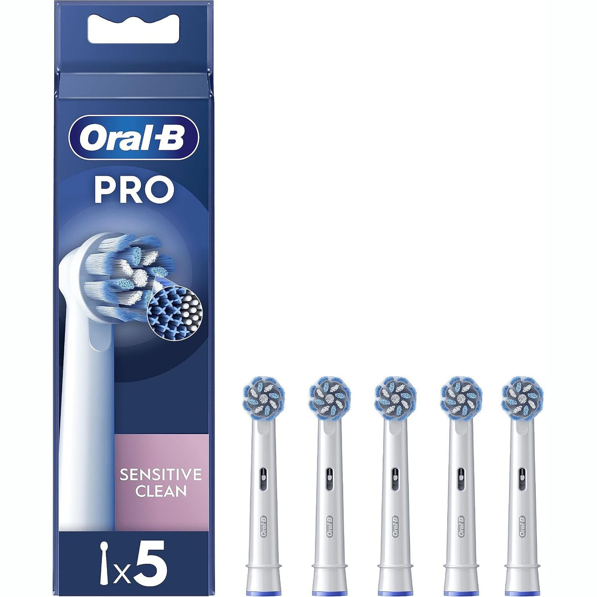 336406 - ORAL-B Koka Furçash Zëvendësuese Pro Sensitive Clean, të Bardha, Pako me 5 Koka Furçash