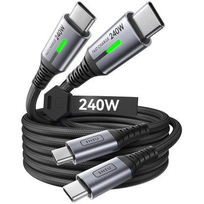268981 - INIU, Kabllo USB-C 240W, [Pako 2 copë 2m], Kabllo karikimi të shpejtë PD, për iPhone 17 16 15 Pro Max, Samsung Galaxy S25 S24 Ultra