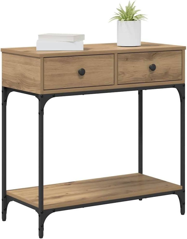 244898 -vidaXL Tavolinë Konsole Artizanale Lisi 100 x 34.5 x 75 cm, Dru i përpunuar
