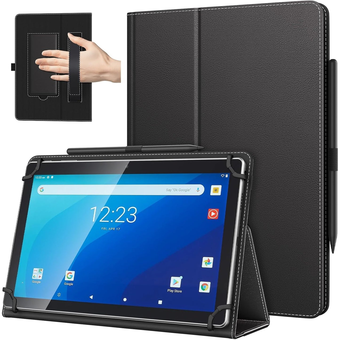 274505 - TIMOVO Mbështjellëse universale për tableta Android 10.1 inç, e lehtë e palosshme me mbështetëse, për tabletat me ekran me prekje 9.6-11 inç, e zezë