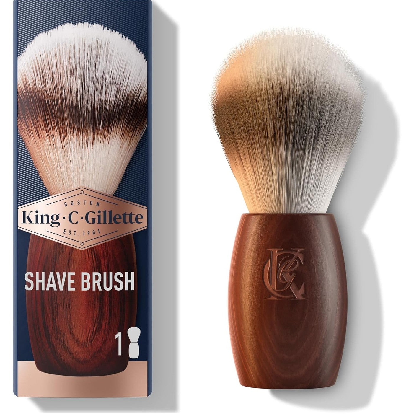 318107 - KING C. GILLETTE Furçë rroje për meshkuj, ngjyrë kafe, dorezë druri
