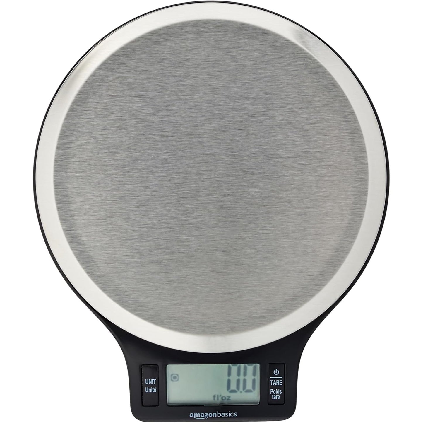 134305 - AMAZON BASICS Peshore Dixhitale Kuzhine me Ekran LCD, Pa BPA, Kapacitet Deri në 11 lbs, Material E Zezë dhe Çelik Inox (Bateri të Përfshira)