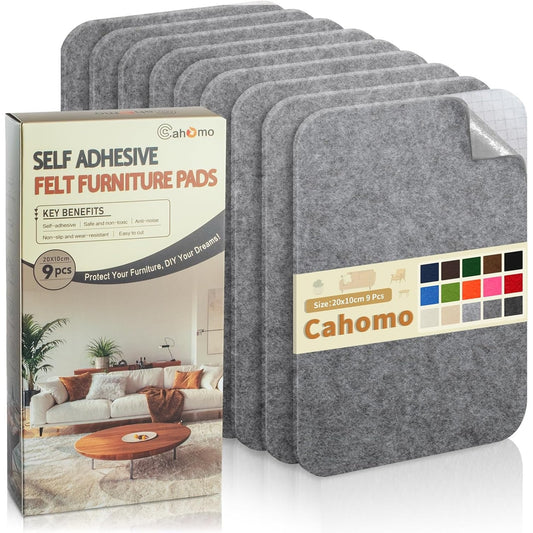 165334 - FELTI - Mbulesa vetëngjitëse për karrige gri të errët, Felti ngjitës i fortë 9 copë 20x10cm, Trashësi 3mm për Mobilje dhe Qilima, Korniza fotografish