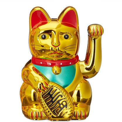 216480 - MANEKI NEKO Winkekatze për Relaxdays, Mbajtëse Glöcksbringer, 16 cm, Ari