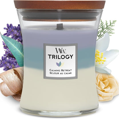 187813 - WOODWICK Trilogy Qiri Aromatik në Formë Rërëkune të Madhe, me Pluswick Innovation: Paqe e Lirë