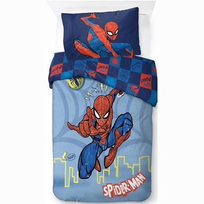 168943 - JAY FRANCO Set Çarçafësh Tek me Motiv SPIDERMAN POWER OF HEROES nga Marvel, Material 100% Pambuk - Mbulesë Jastëku 50 x 70 cm